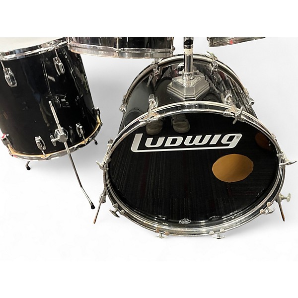 Vintage 1980s Ludwig 4 Piece ROCKER Black Drum Kit