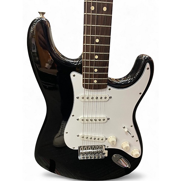 Used 1996 Fender Standard Stratocaster Black and White Solid Body Electric Guitar