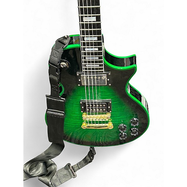Used 10s LP Style Green Solid Body Electric Guitar