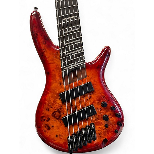 Used Ibanez Bass Workshop SRMS806 Multi-Scale Trans Orange Electric Bass Guitar