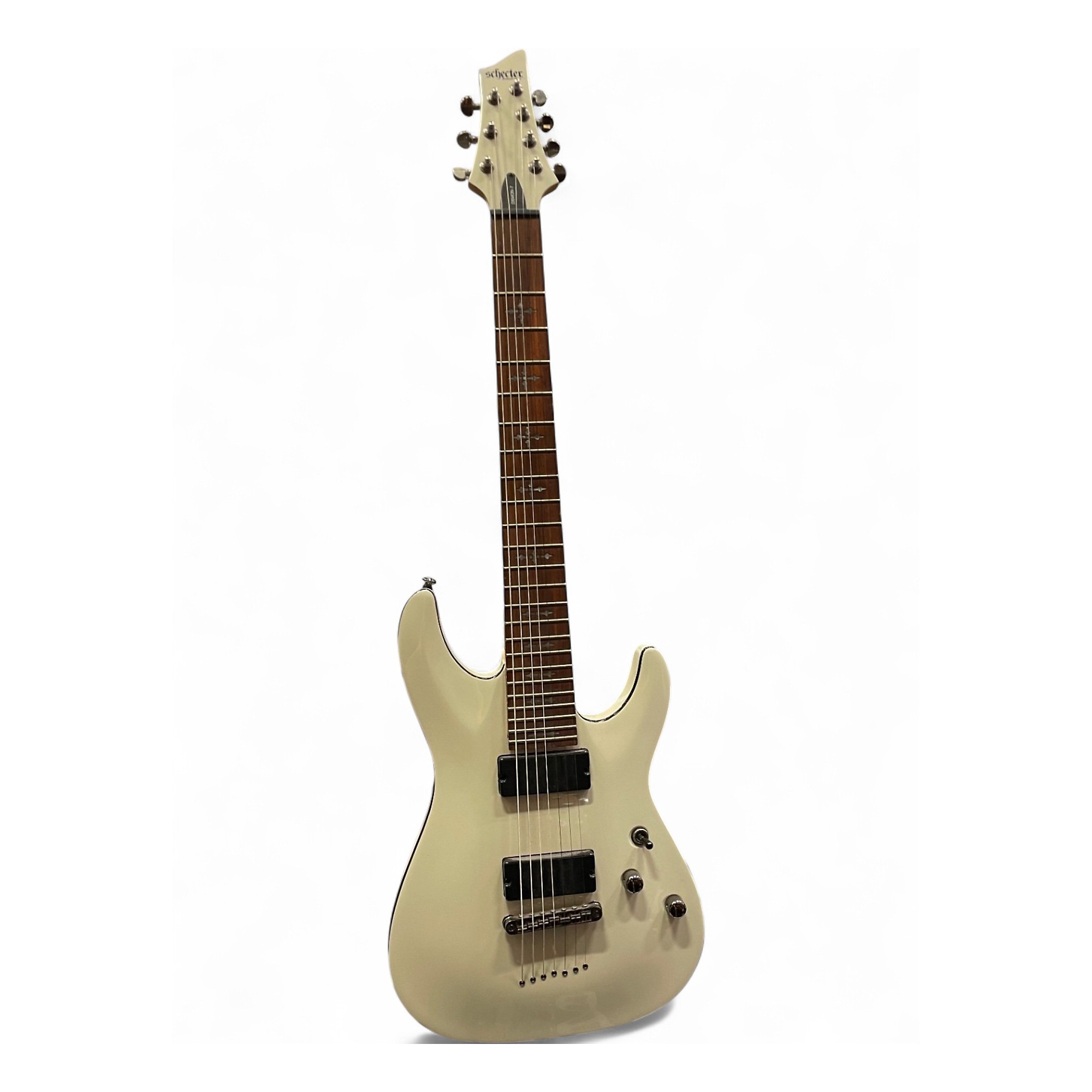 Used Schecter Guitar Research Demon 7 String Antique White Solid