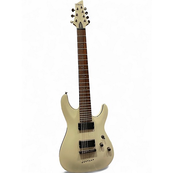 Used Schecter Guitar Research Demon 7 String Antique White Solid Body Electric Guitar
