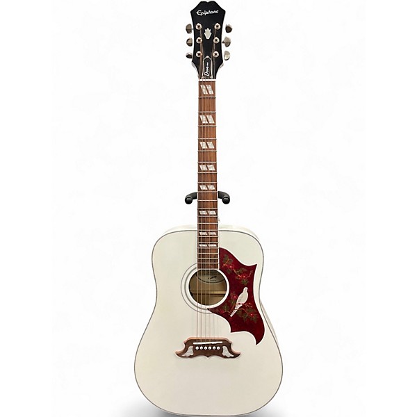 Used Epiphone Dove Pro Alpine White Acoustic Electric Guitar