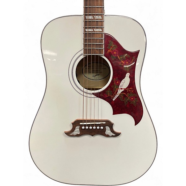 Used Epiphone Dove Pro Alpine White Acoustic Electric Guitar
