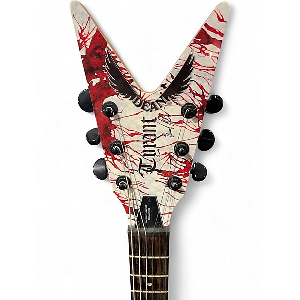 Used Dean Michael Amott Signature Tyrant X Splatter White Solid Body Electric Guitar