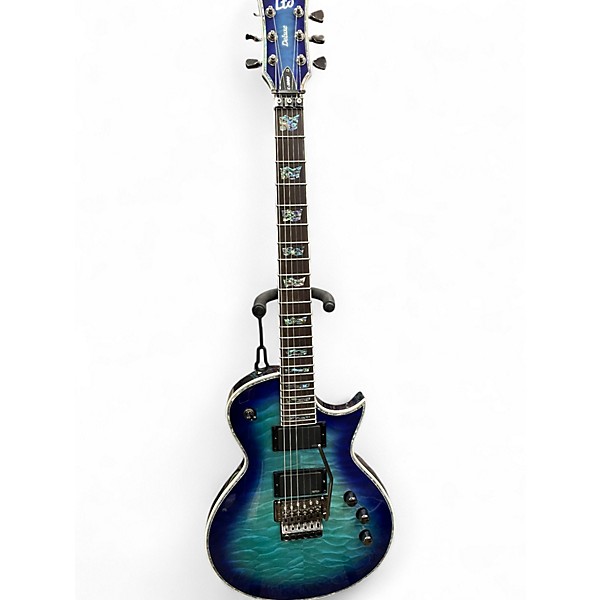 Used ESP EC1000 Deluxe Ocean Blue Burst Solid Body Electric Guitar