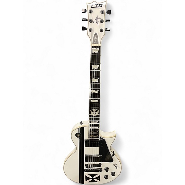 Used ESP LTD James Hetfield Signature Iron Cross Arctic White Solid Body Electric Guitar