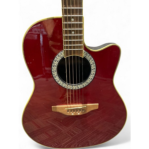 Used Ovation Celebrity cc057 Trans Red Acoustic Electric Guitar