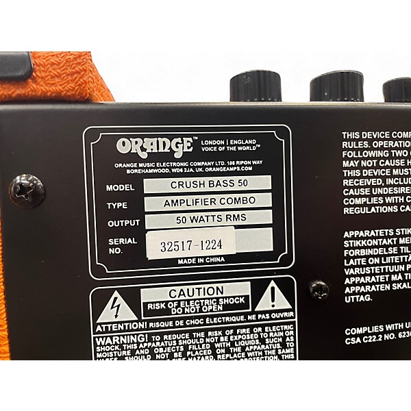Used Orange Amplifiers CR50BXT 1x12 50W Bass Combo Amp