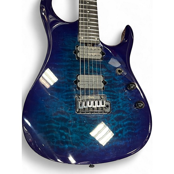 Used Sterling by Music Man JP150 DiMarzio Cerulean Blue Solid Body Electric Guitar