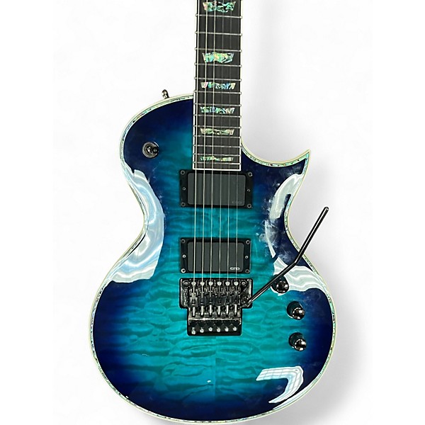 Used ESP LTD EC1000 FR Deluxe Blue Burst Solid Body Electric Guitar