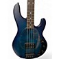 Used Sterling by Music Man Sting Ray Burl Top Blue Electric Bass Guitar