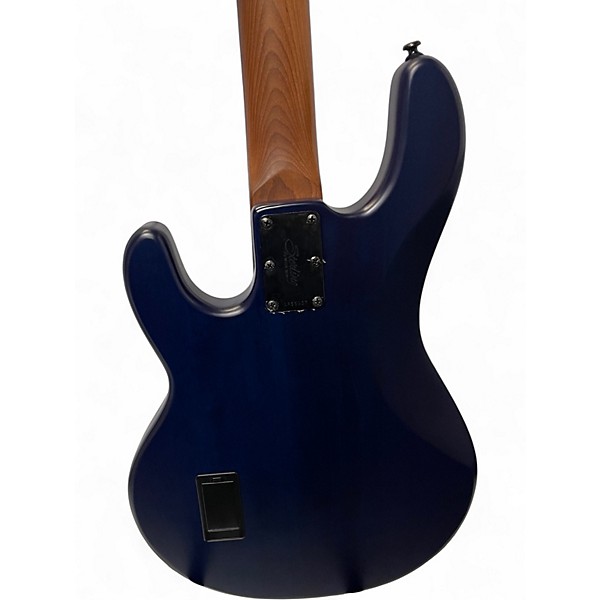 Used Sterling by Music Man Sting Ray Burl Top Blue Electric Bass Guitar