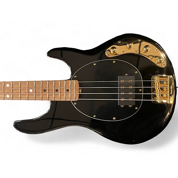 Used Ernie Ball Music Man Stingray HH 4 String Black and Gold Electric Bass Guitar