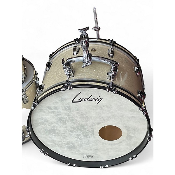 Used Ludwig 3 Piece Classic Maple Vintage White Drum Kit
