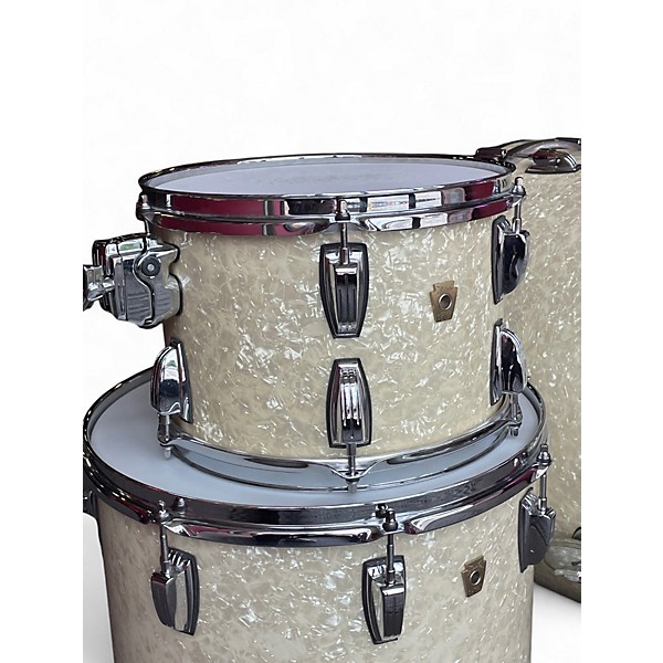 Used Ludwig 3 Piece Classic Maple Vintage White Drum Kit
