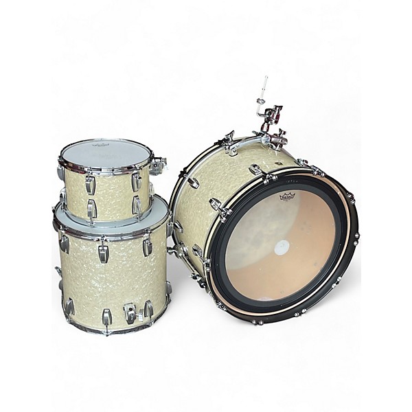 Used Ludwig 3 Piece Classic Maple Vintage White Drum Kit