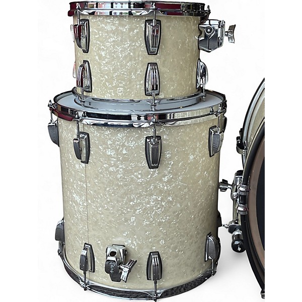 Used Ludwig 3 Piece Classic Maple Vintage White Drum Kit