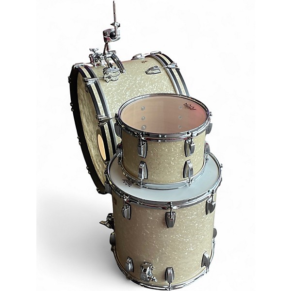 Used Ludwig 3 Piece Classic Maple Vintage White Drum Kit