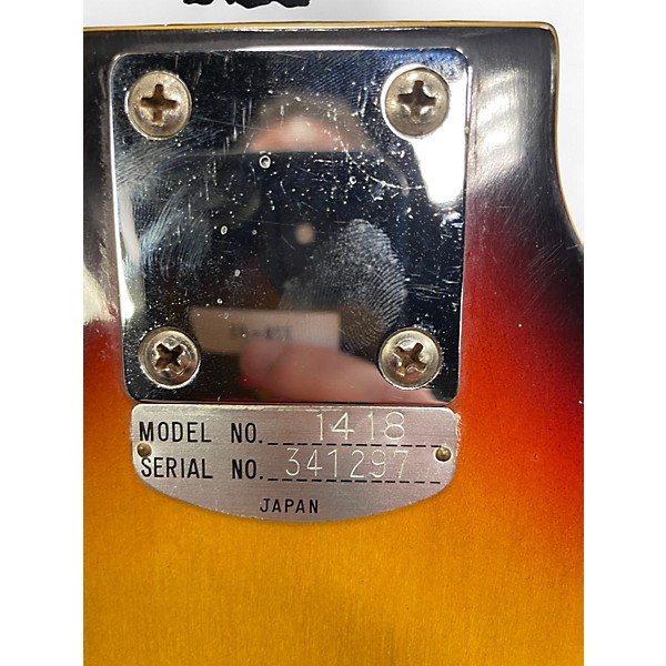Vintage 1968 Silvertone 1418 3 Color Sunburst Hollow Body Electric Guitar
