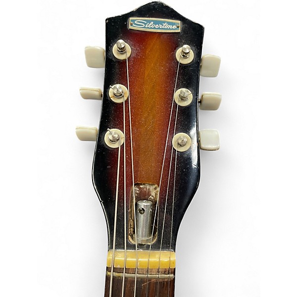 Vintage 1968 Silvertone 1418 3 Color Sunburst Hollow Body Electric Guitar