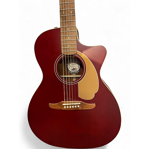 Used Fender Newporter Player Red Acoustic Electric Guitar