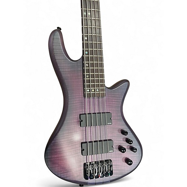 Used Schecter Guitar Research Stiletto Studio 5 String Purple Electric Bass Guitar