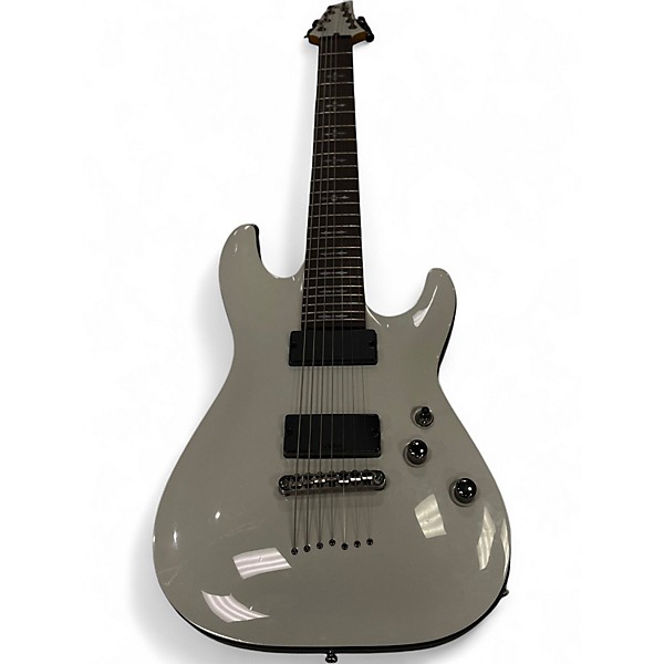 Used Schecter Guitar Research Demon 7 String White Solid Body Electric Guitar