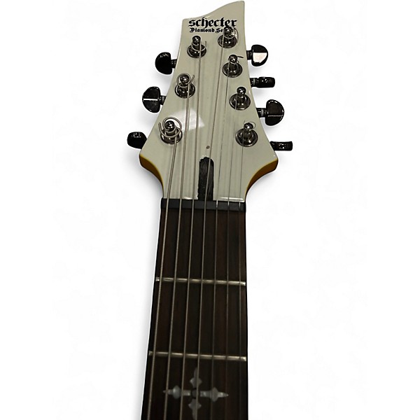 Used Schecter Guitar Research Demon 7 String White Solid Body Electric Guitar