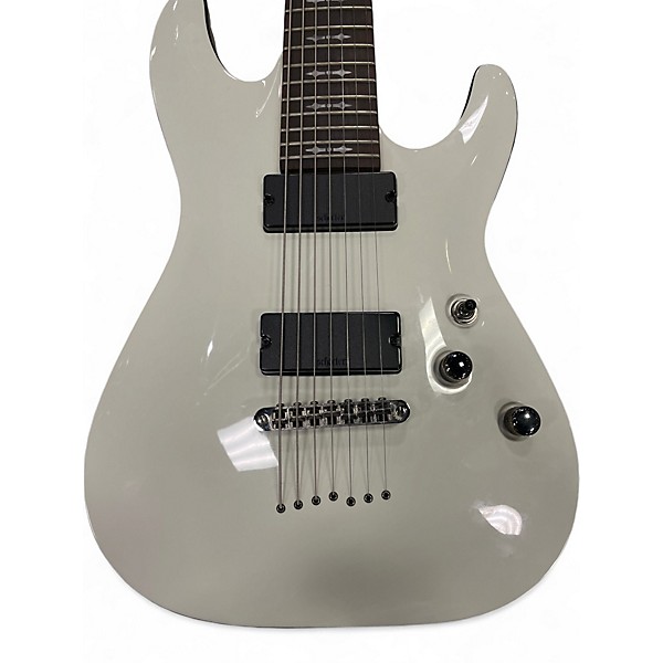 Used Schecter Guitar Research Demon 7 String White Solid Body Electric Guitar