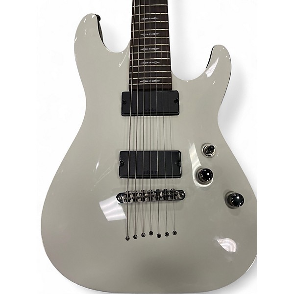 Used Schecter Guitar Research Demon 7 String White Solid Body Electric Guitar