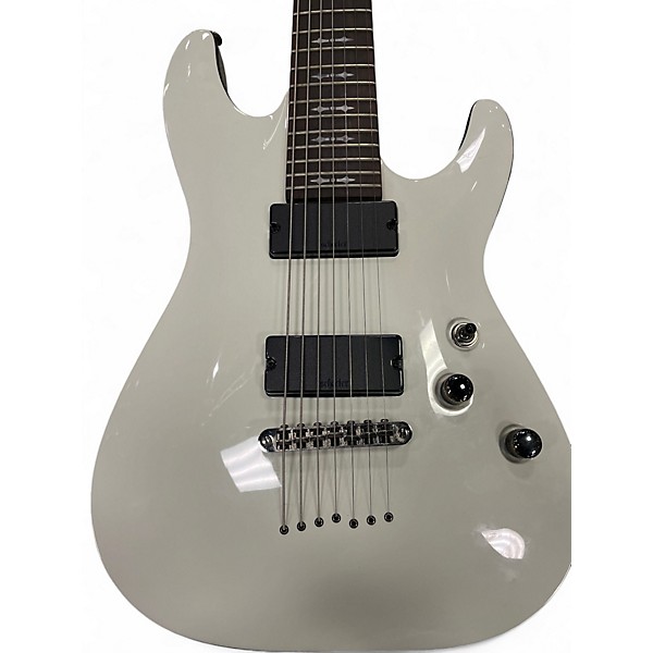 Used Schecter Guitar Research Demon 7 String White Solid Body Electric Guitar