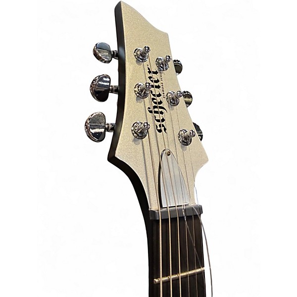 Used Schecter Guitar Research Machine Gun Kelly Razor Blade Silver Solid Body Electric Guitar