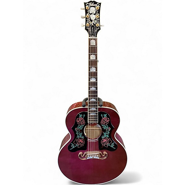 Used Gibson sj200 rose Red Acoustic Electric Guitar
