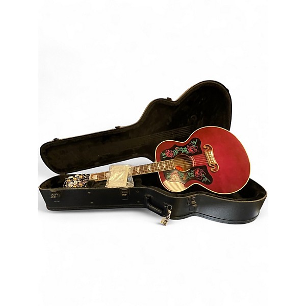 Used Gibson sj200 rose Red Acoustic Electric Guitar