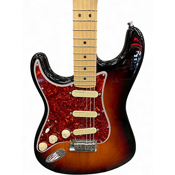 Used Fender American Deluxe Stratocaster Left Handed 3 Tone Sunburst Electric Guitar