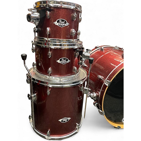 Used Pearl 4 Piece Export Trans Red Drum Kit