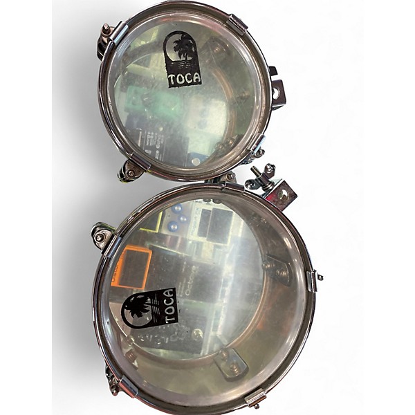 Used Toca 2 Piece Chrome Over Steel Timbale Set Chrome Drum