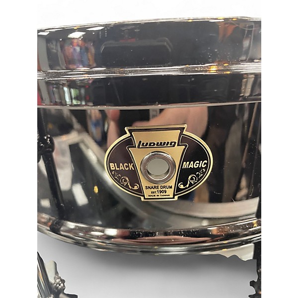 Used Ludwig 13X7 Black Magic Snare Black Chrome Drum