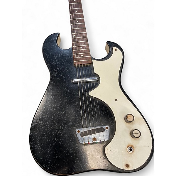 Vintage 1960s Silvertone 1448 Black Solid Body Electric Guitar