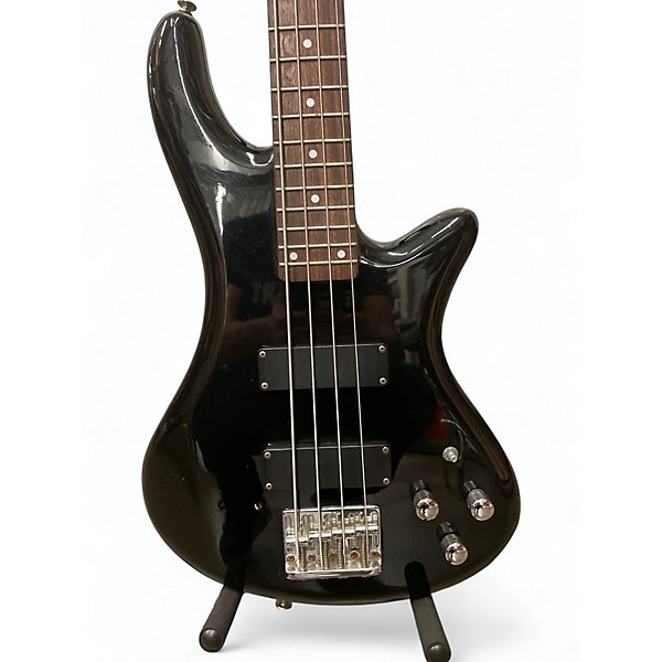Used Schecter Guitar Research Stiletto Deluxe 4 String Black Electric Bass Guitar