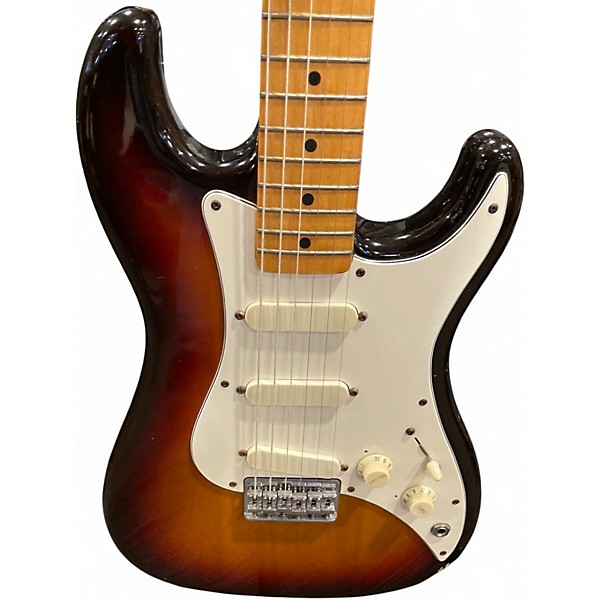 Vintage 1980s Fender Bullet SSS Stratocaster 3 Tone Sunburst Solid Body Electric Guitar