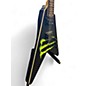 Used Schecter Guitar Research Diamond Series Monster Energy Flying V Black Solid Body Electric Guitar