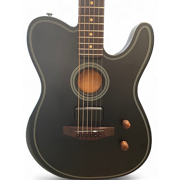 Used Fender Acoustasonic Player Telecaster Black and White Acoustic Electric Guitar