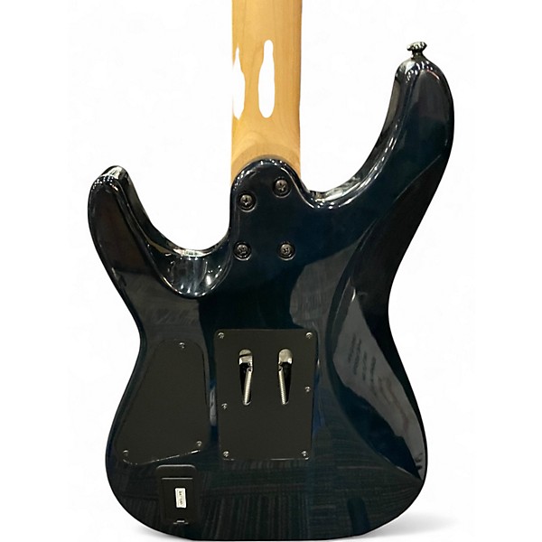Used Schecter Guitar Research Diamond Series PT Blue Ghost Flames Solid Body Electric Guitar