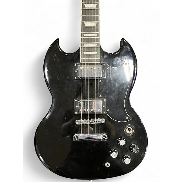 Used Leo Jaymz DOUBLE CUT STANDARD Black Solid Body Electric Guitar