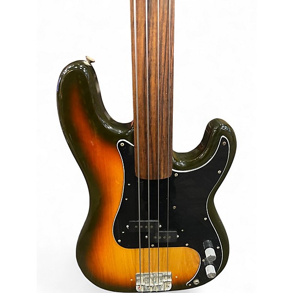 Vintage 1980 Fender PRECISION BASS FRETLESS 2 Color Sunburst Electric Bass Guitar