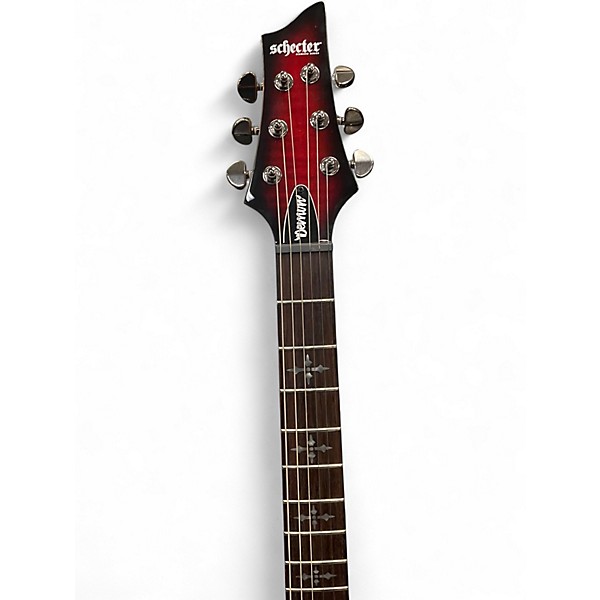 Used Schecter Guitar Research Demon 6 Crimson Red Burst Solid Body Electric Guitar