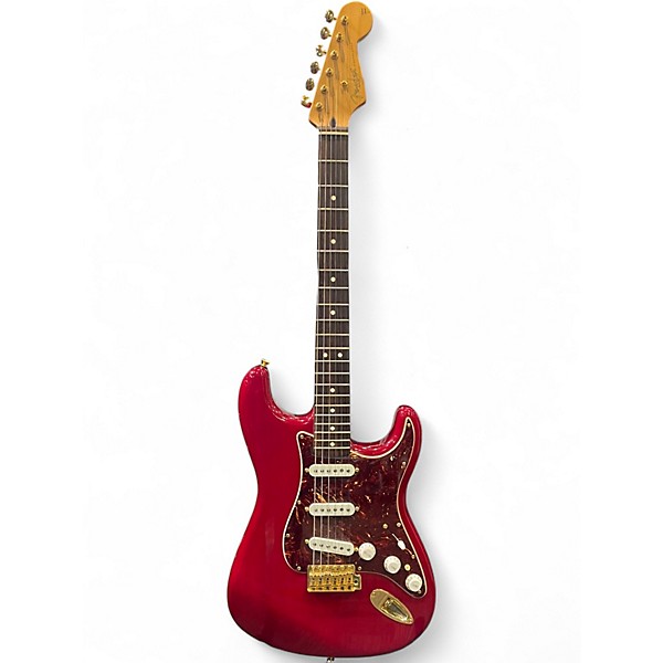 Used 2008 Fender Deluxe Player's Stratocaster Crimson Red Trans Solid Body Electric Guitar
