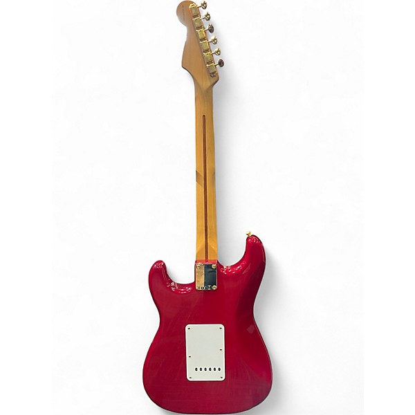 Used 2008 Fender Deluxe Player's Stratocaster Crimson Red Trans Solid Body Electric Guitar
